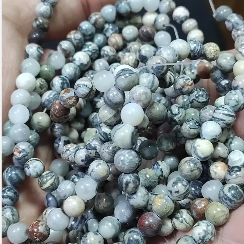 مهره سنگ جاسپر پیکاسو اصل معدنی سایز6 طبیعی