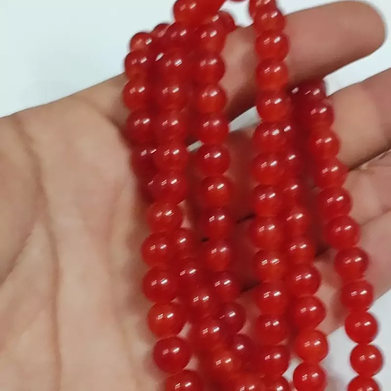 مهره جید رنگ سرخ سایز 8 جیدیت (1عددمهره)