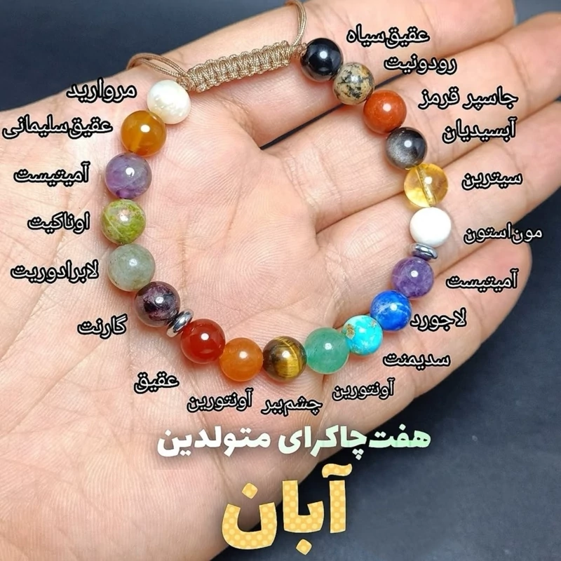 دستبند هفت سنگ پرانرژی سنگ متولدین آبان ماه