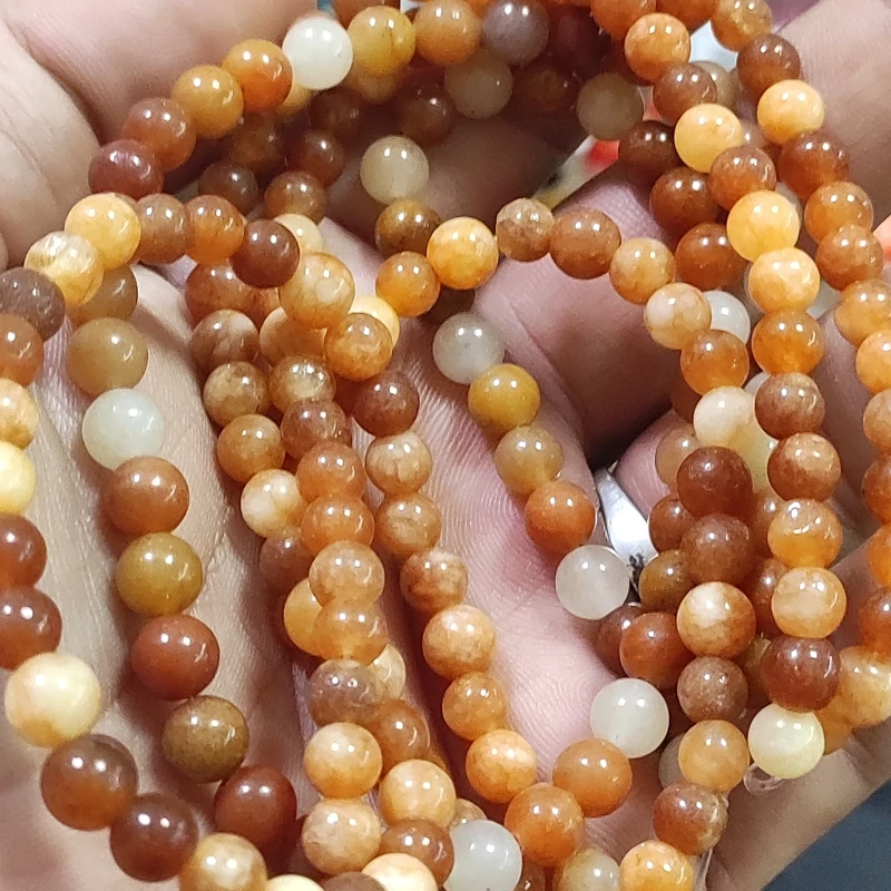 مهره سنگ آونتورین نارنجی سایز 6 یشم زرد