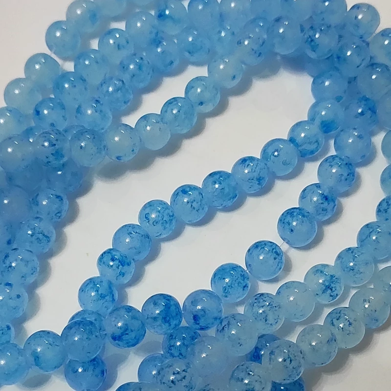 مهره جید رنگ آبی سایز8 طرح دار (1عددمهره)