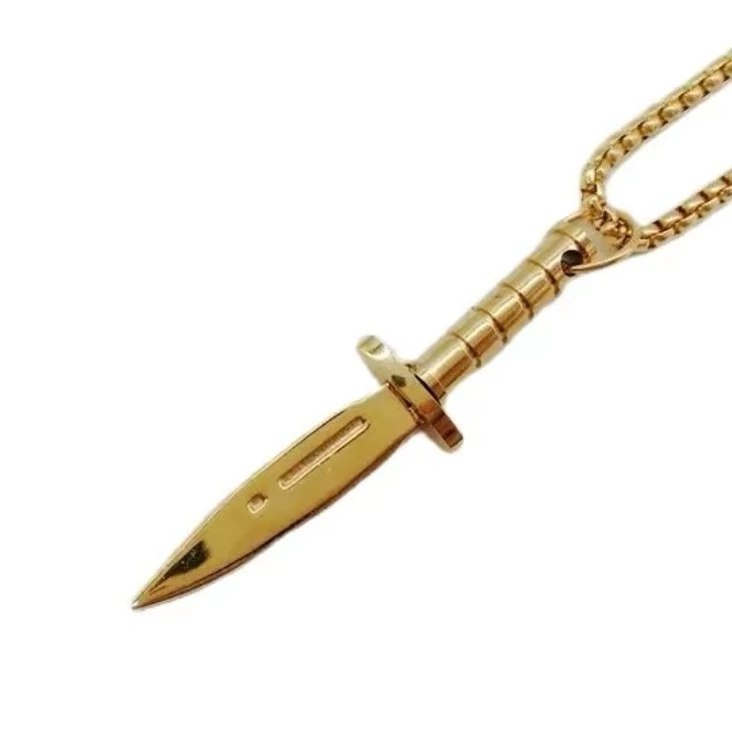 گردنبندآویز سرنیزه ak47طلاروس مدل چاقو نیزه
