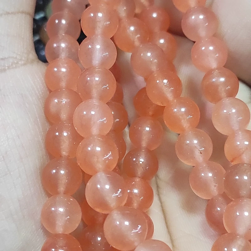مهره کوارتز توت فرنگی سایز8سنگ توتفرنگی صورتی طبیعی