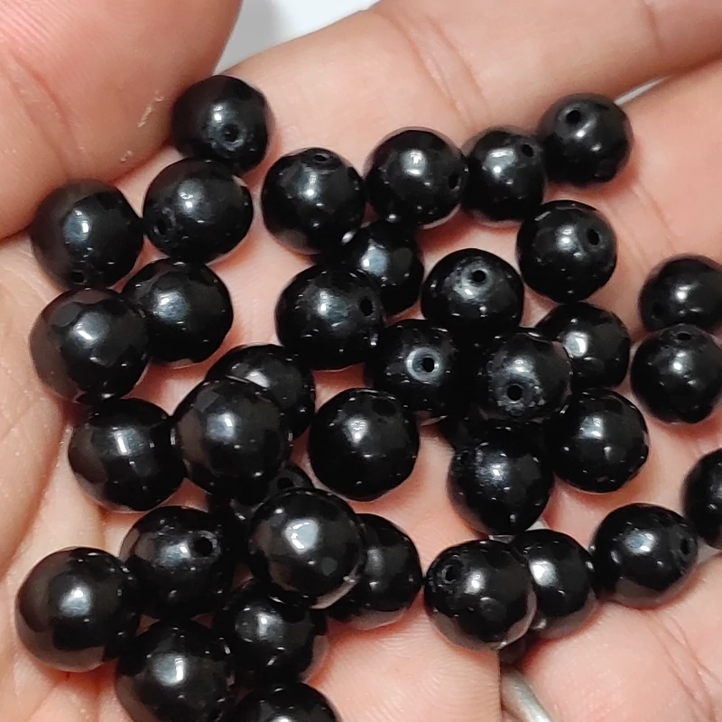 مهره عقیق برزیلی سیاه سایز10 تراش دارطبیعی