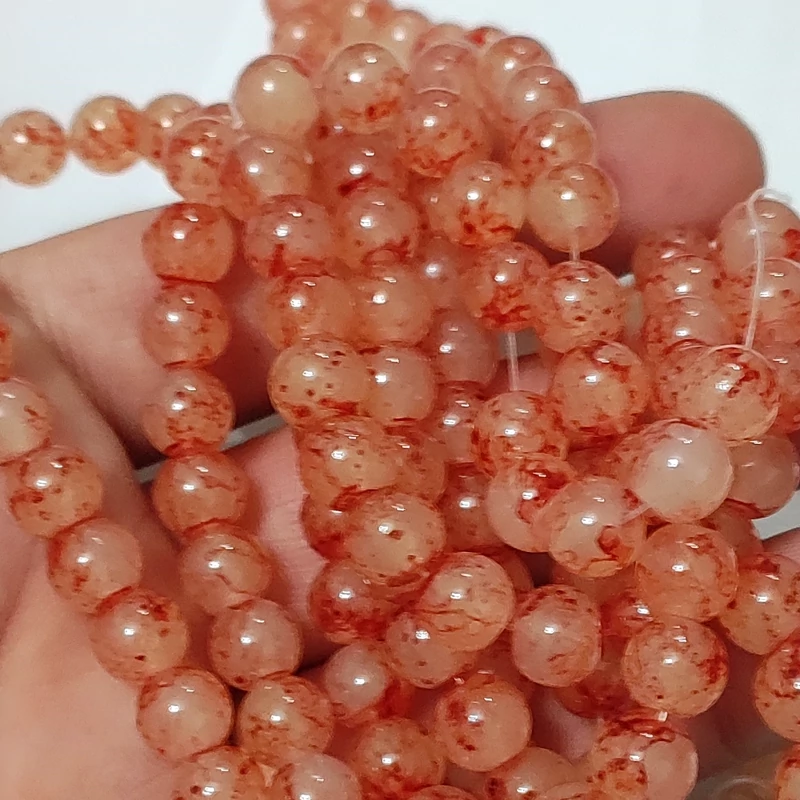 مهره جید رنگ سرخ سایز8 طرح دار (1عددمهره)