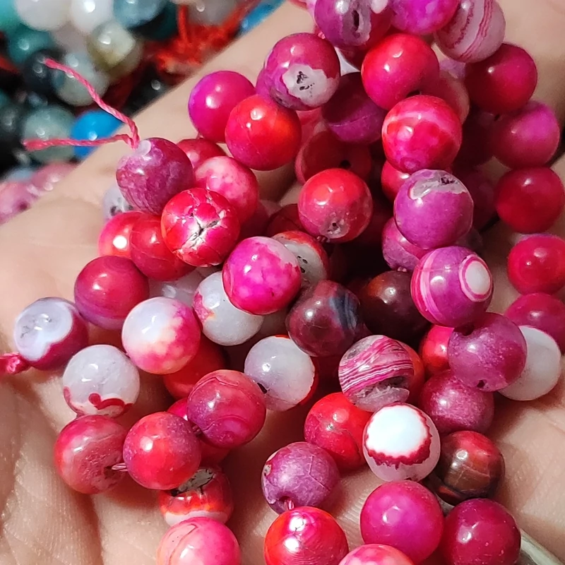 مهره عقیق برزیلی صورتی رنگ سایز8 تراش دارطبیعی