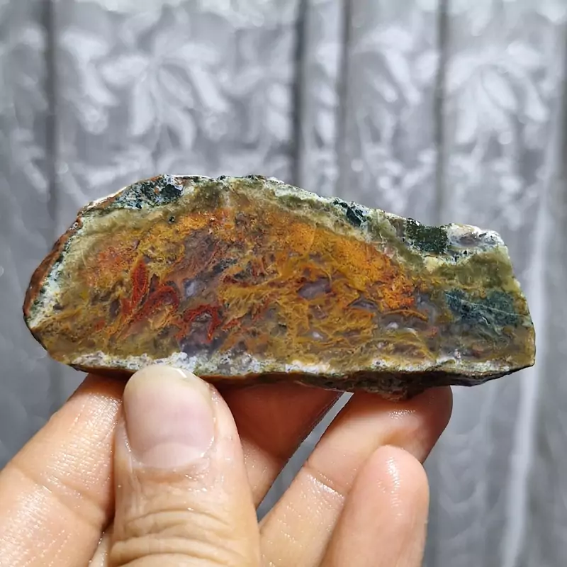 عقیق منظره بی نظیر اسلایس سنگ خام کد 26806