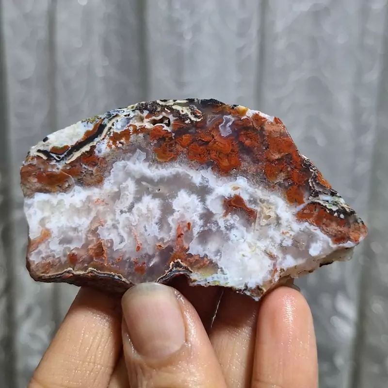 عقیق شکوفه منظره اسلایس سنگ خام کد 24330