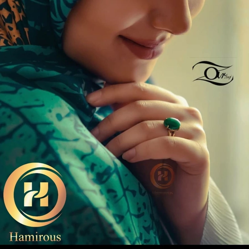 انگشتر طلاروسی عقیق سبز خراسانی