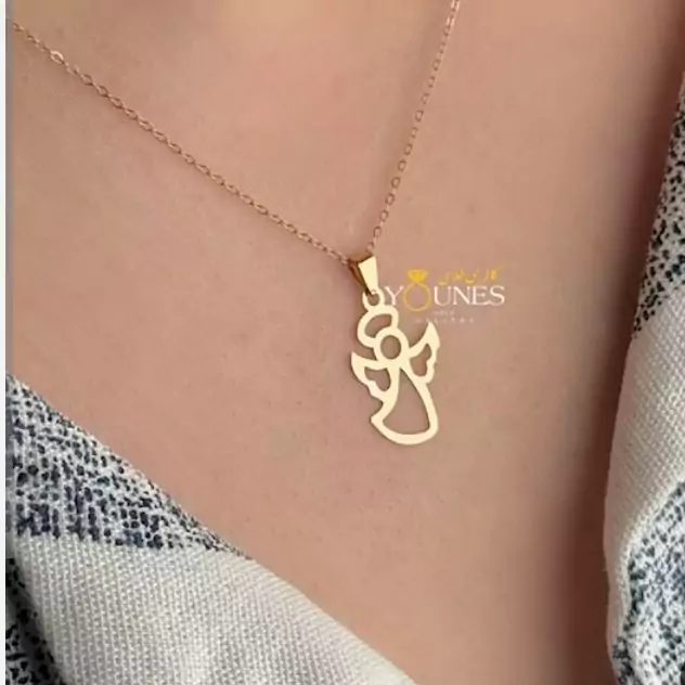 طلا 18 عیار پلاک گردنبند زنانه طرح فرشته کوچک