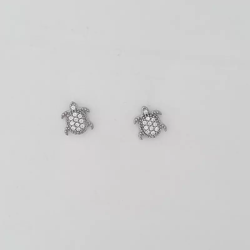 گوشواره زنانه نقره 925 عیار وارداتی طرح لاک پشت