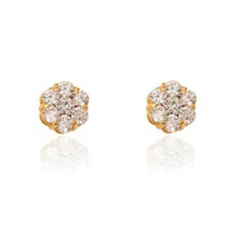 گوشواره نقره 925 عیار روکش طلا زرد فلاور واردات