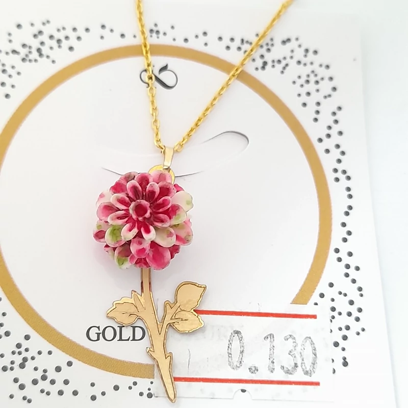 طلا 18 عیار گردنبند گل رز برجسته