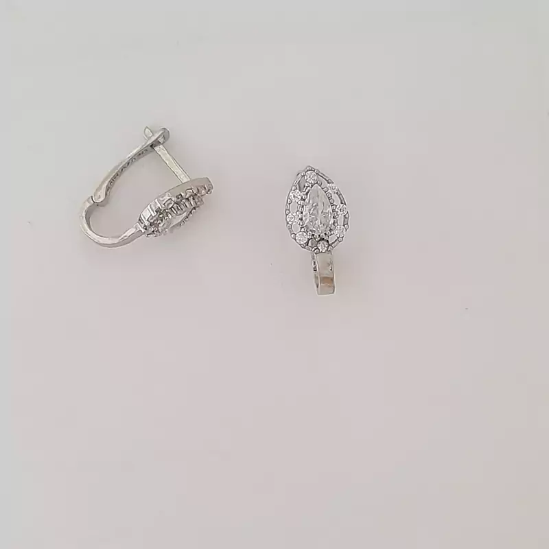 گوشواره نقره 925 عیار قفل کلیپسی وارداتی طرح اشک