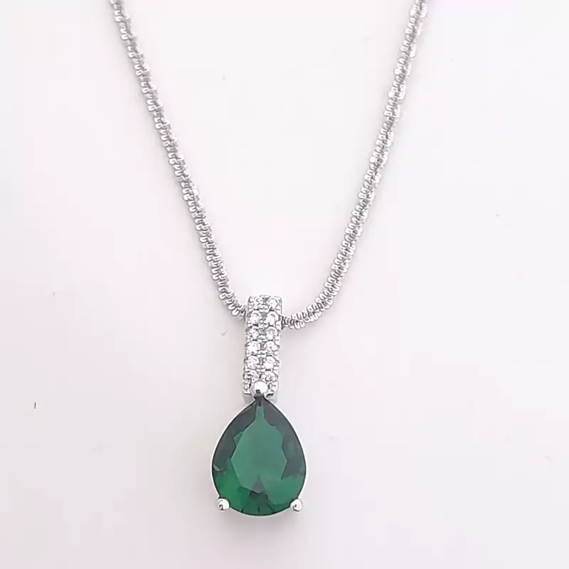 گردنبند زنانه سنگ تراش جواهر نقره 925 عیار وارداتی ساخت ایتالیا