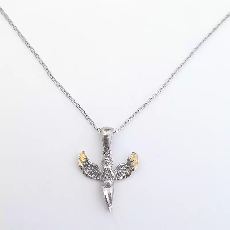 گردنبند نقره زنانه 925 عیار وارداتی طرح آنجل با حک ایتالیا