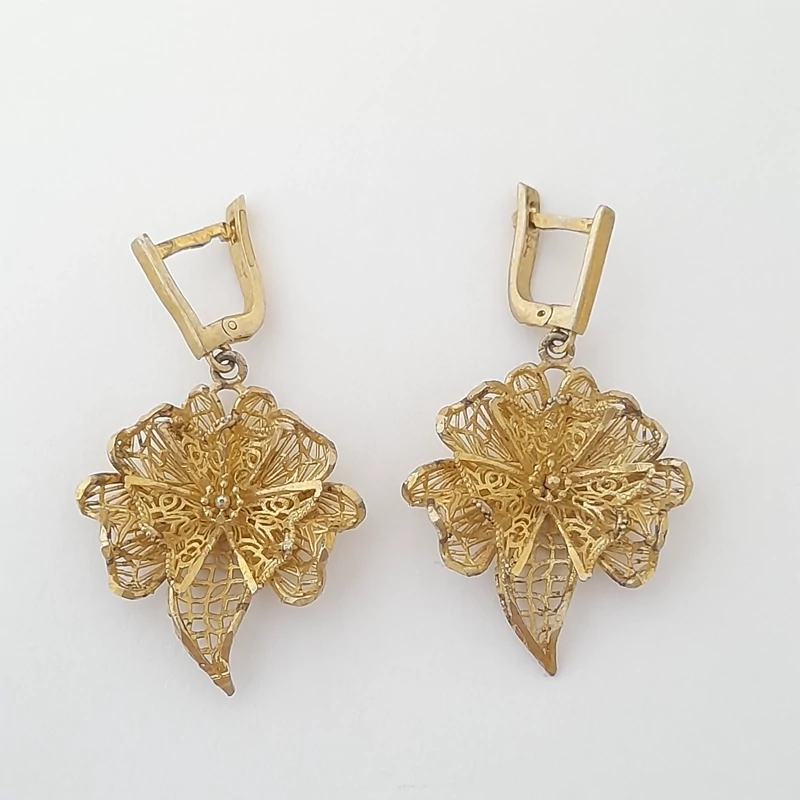 گوشواره کلیپسی نقره 925 عیار وارداتی فیوژن روکش طلا زرد