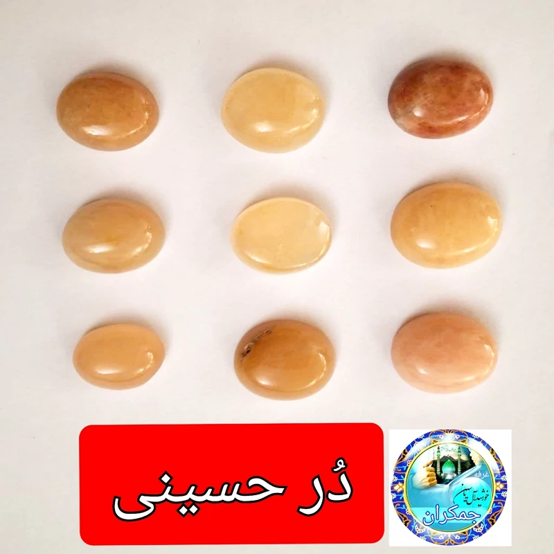 نگین در حسینی اصلی درشت طبیعی نگین دُر حسینی متبرک شده وجعبه مخمل به همراه هدیه مهر تربت کربلا