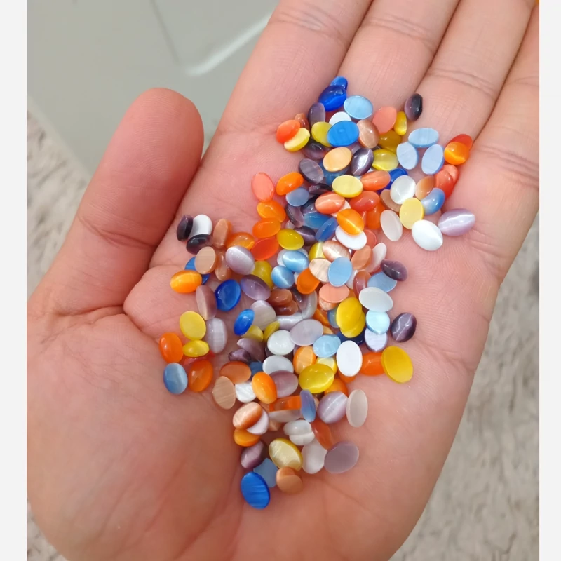 هر یک گرم نگین چشم گربه مخلوط معادل 5 یا 6 عدد نگین