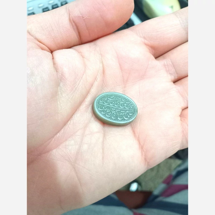 نگین یشم حکاکی خطی من یتق الله سبز اصل معدنی