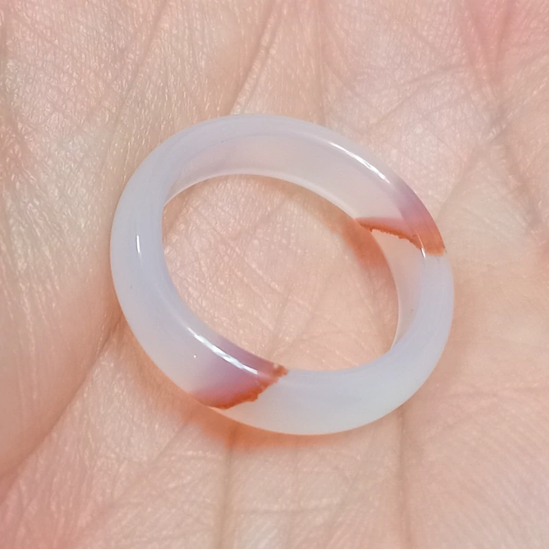 حلقه سنگ عقیق سرخ و سفید اصل سایز1.75یا55