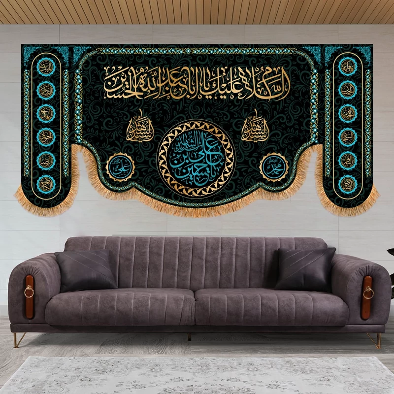 کتیبه مخمل پشت منبری سایز3متری کد7038 چاپ سابلیمیشن