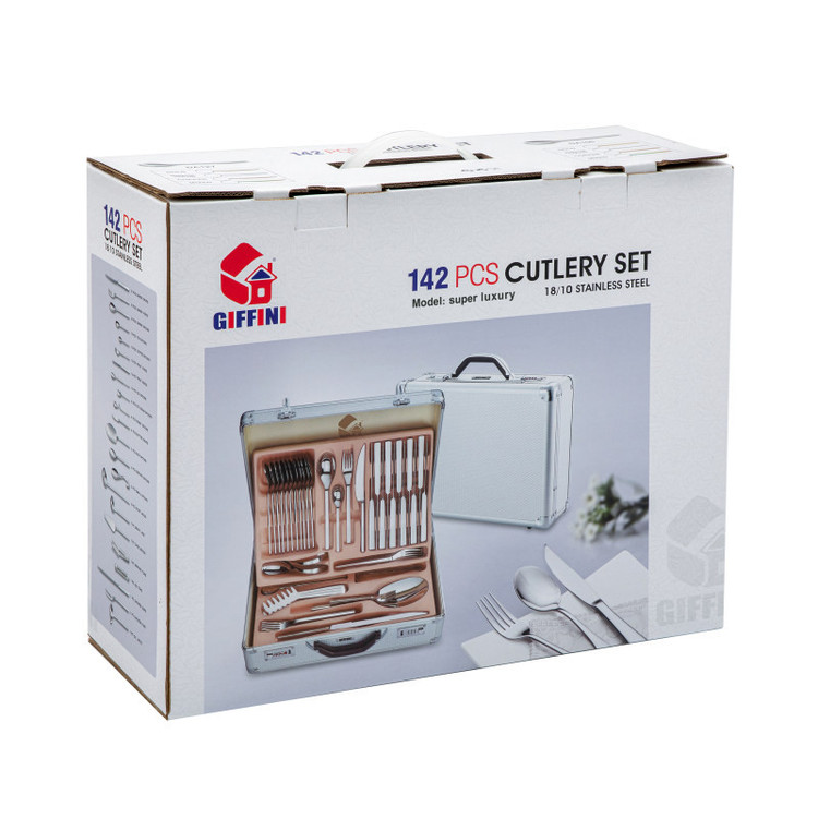 سرویس قاشق و چنگال 142 پارچه جی فی نی مدل لاکچری کد 068