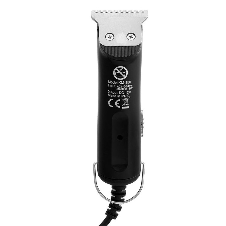 ماشین اصلاح موی صورت کیمی مدل KM-850، اصلاح به صورت صفر زن و خط زن، طراحی ارگونومیک، منبع انرژی با برق، تکنولوژی اصلاح به صورت برش مستقیم، اندازه اصلاح 0.2 میلیمتر، سازگار با محیط زیست، ضد آب، تیز و مقاوم در برابر سایش، به همراه برس تمیزکننده و روغن