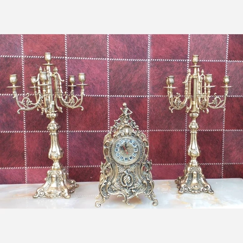 ساعت شمعدان آمریکایی کاپ کنت ساعت رومیزی کنسول  بوفه برنز اصل