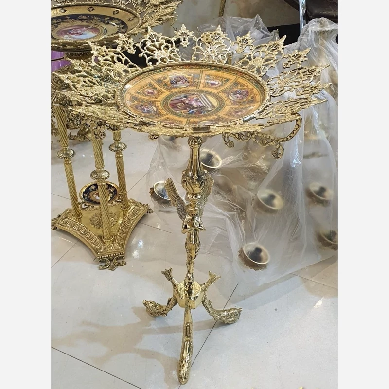 میوه خوری آجیل خوری پایه دار کنار سالنی برنز مدل فرشته پایه ماهی برنز