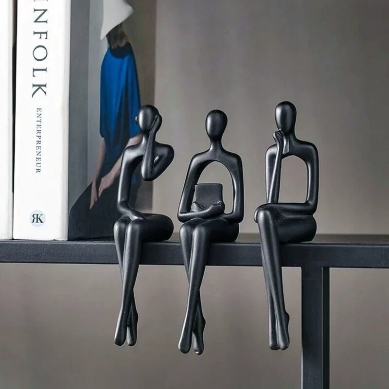 مجسمه مدل آدمک کتابخوان مینیمال مجموعه 3 عددی