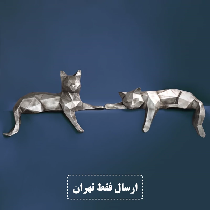 دکوری گربه نقره ای دو تایی
