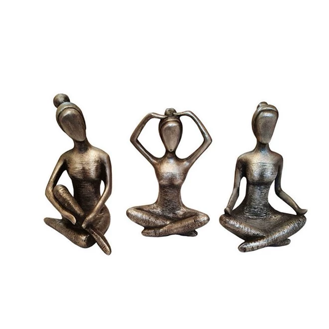 مجسمه یوگا مجموعه  3 عددی نقره ای