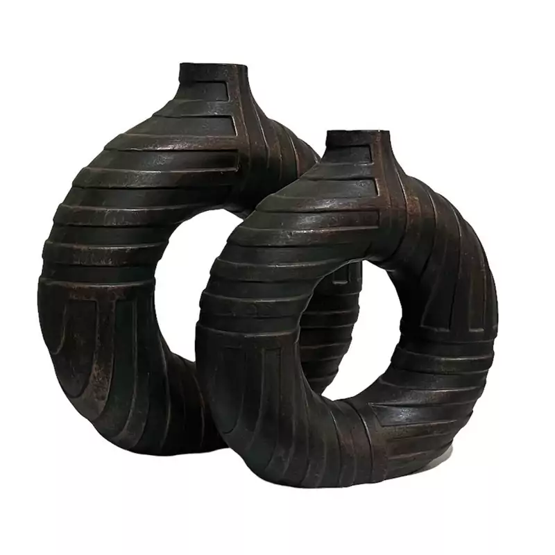 گلدان دکوری مدل خطی کروم مجموعه 2 عددی