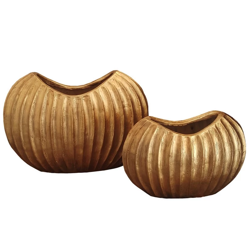 گلدان دکوری طرح قایق مدل HOA-1216 B مجموعه دو عددی
