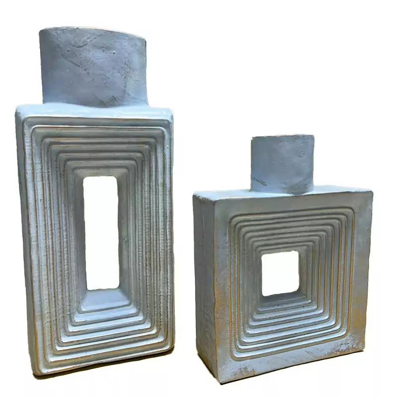 گلدان دکوری مدل شیاردار مجموعه 2 عددی