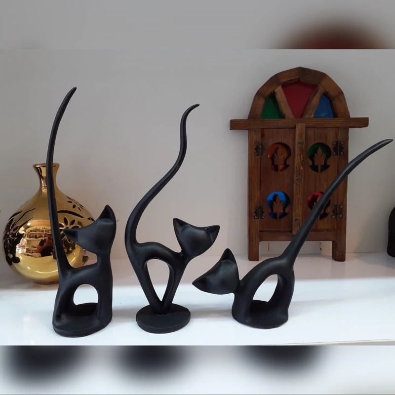 مجسمه گربه دم بلند فانتزی مجموعه 3 عددی