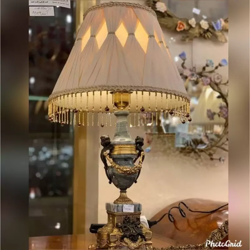 آباژور عقابی برنزی قالب اصلی آنتیک کلاسیک سنگ برنز فیروزه ای آبی درباری شید دست دوز اباژور جدید شب خواب