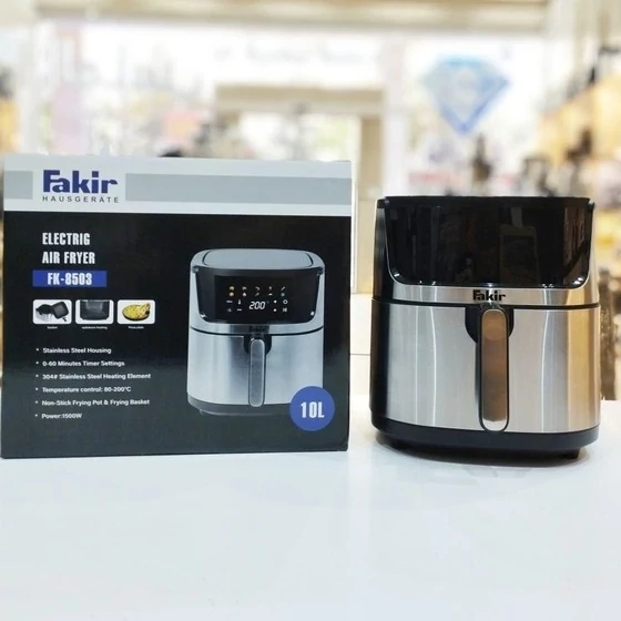 سرخ کن بدون روغن دو المنت با حجم 10 لیتری واقعی مدل فکر 8503 دارای صحفه نمایش دیجیتال رنگی با 10 برنامه پخت و یخ زدایی
