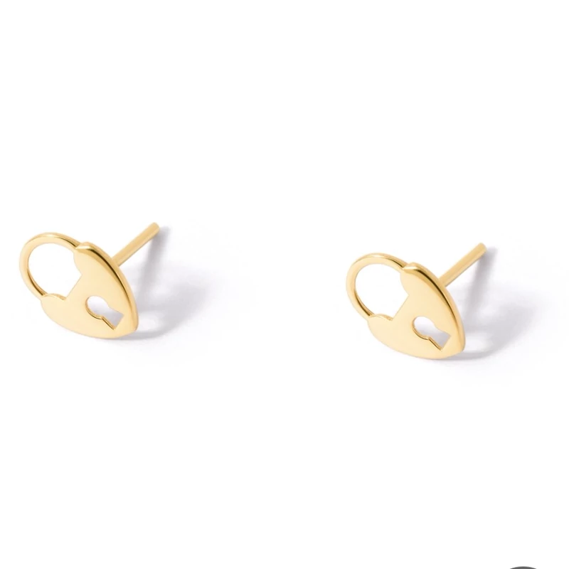 گوشواره طلا 18عیار زنانه  طرح  قفل وقلب