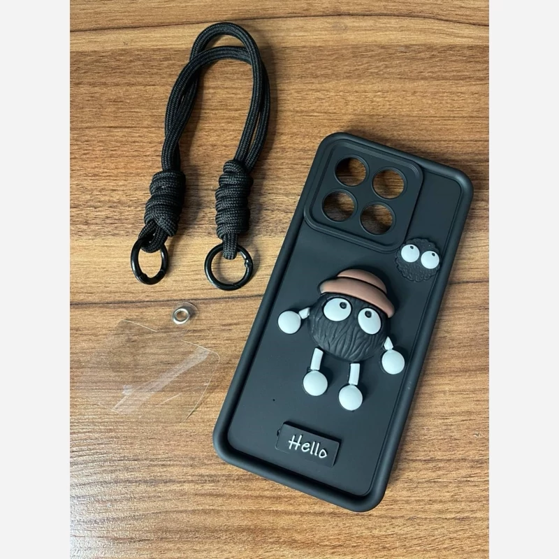 قاب گوشی موبایل Poco X6 Pro بند دار طرحدار مشکی