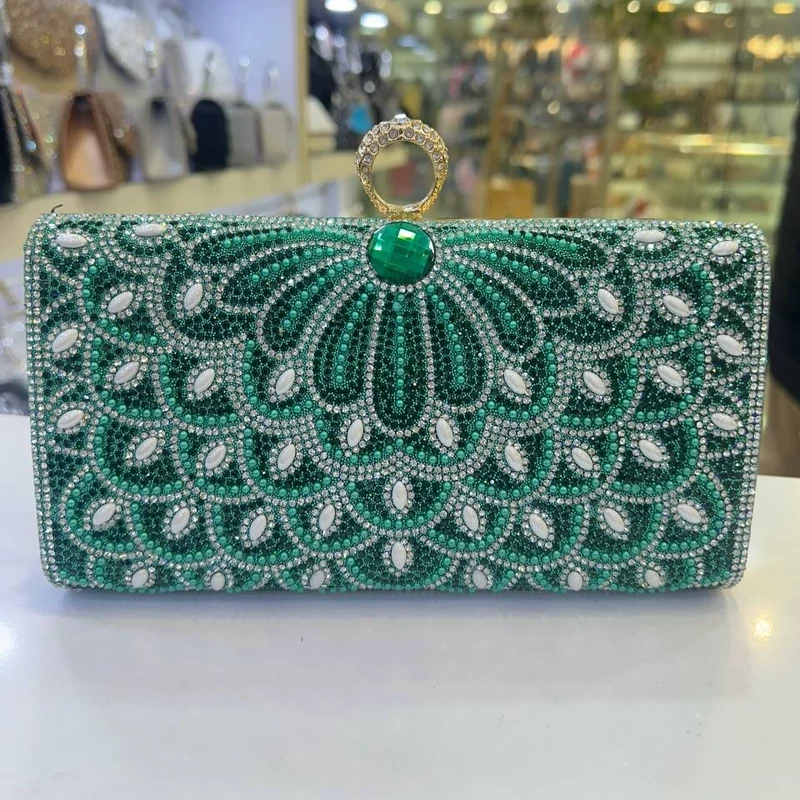 کیف مجلسی نگین دار شیک طاووسی