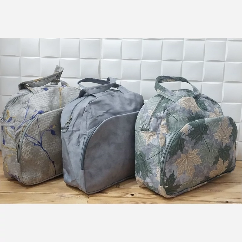 کیف پارچه ای و ساک دستی مسافرتی تترون هلالی مدل سه تایی زیبا جذاب جادار پر فروش در طرح های مختلف مناسب سفر و استفاده روز