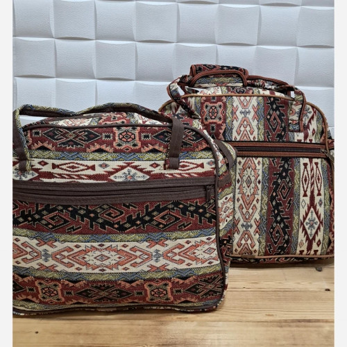 کیف سنتی و ساک مسافرتی نوزاد جاجیم ترکمن بسته دوتایی + ارسال رایگان زیبا و جذاب و جادار و بزرگ و پر فروش مناسب سیسمونی