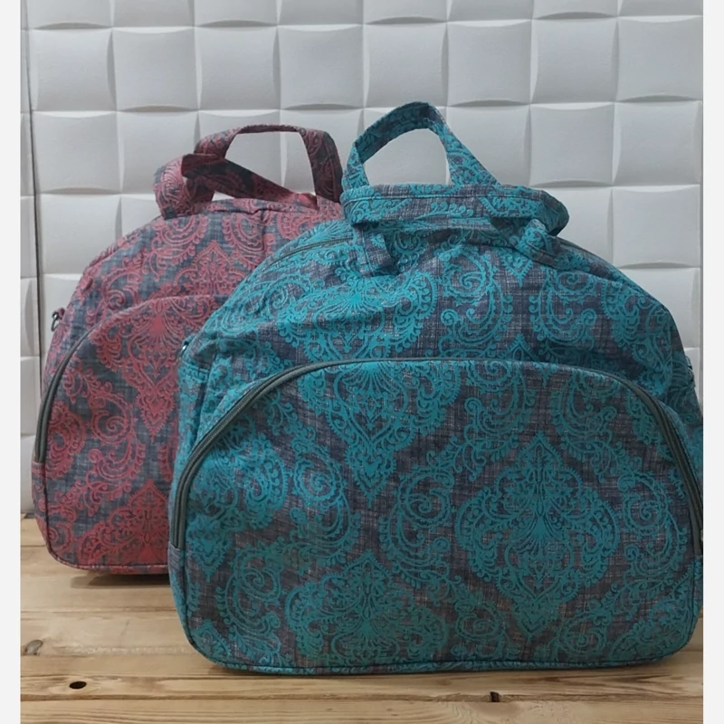 کیف پارچه ای و ساک دستی مسافرتی تترون هلالی بسته دوعددی زیبا و جذاب و جادار و بزرگ و پر فروش در طرح های مختلف مناسب سفر