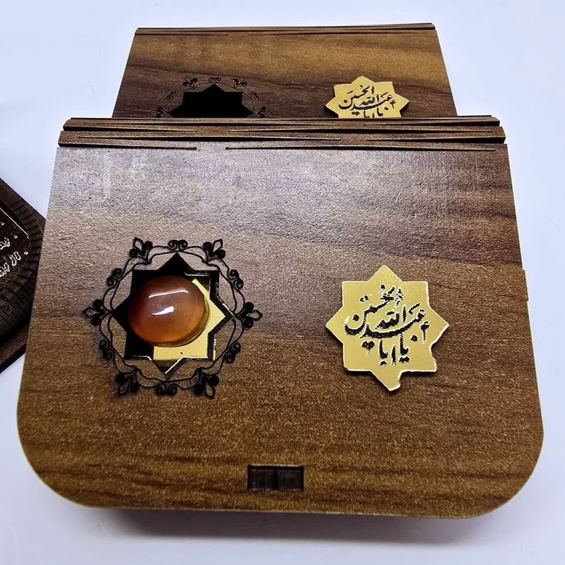 سنگ نگین عقیق یمنی جعبه ام دی اف فنری مناسب هدیه روز پدر هدیه معنوی هدیه فرهنگی ادارات و ارگان ها