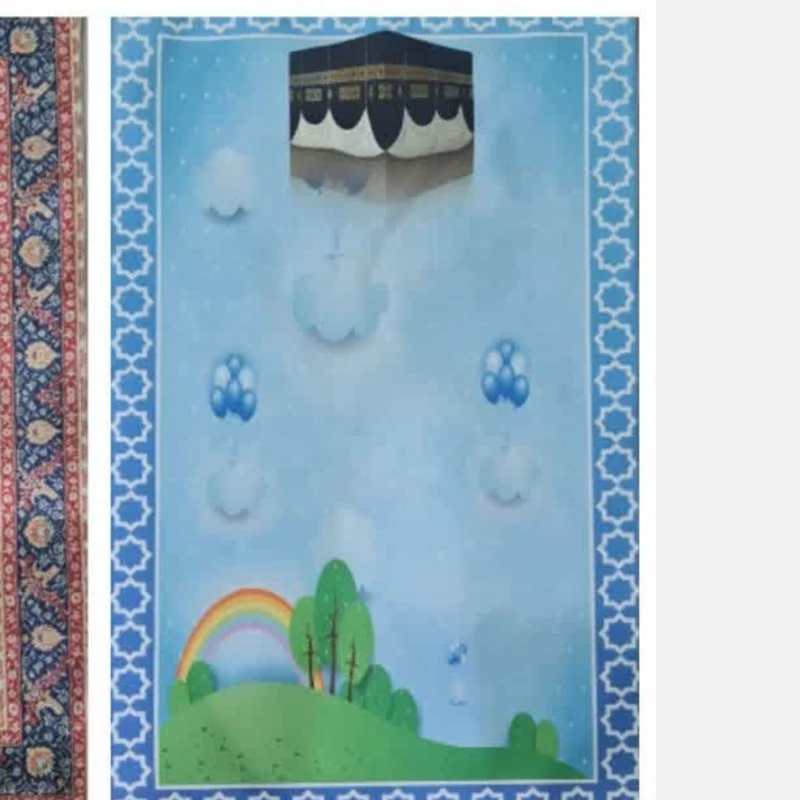 سجاده نماز کودک جنس مخمل  سابلیمیشن ریشه دار  اندازه 45 در 75 مناسب جشن تکلیف عبادت هدیه معنوی