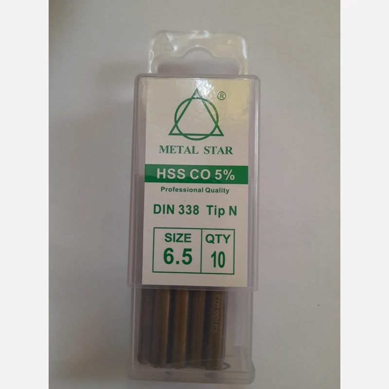مته آهن کبالت دار شماره 6.5 (بسته 10 تایی)  متال استار METAL STAR مته کبالت نمره شش و نیم