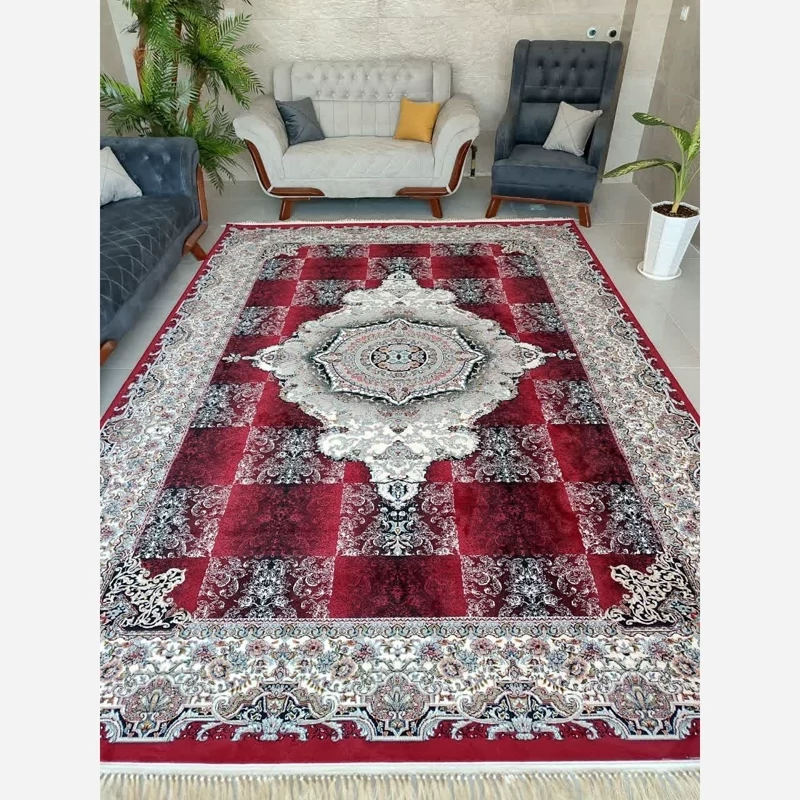فرش نیلوفر ماشینی 9متری  700شانه تراکم 2100 نخ ورژن لاکی