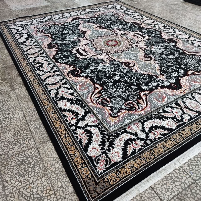 فرش ماشینی تارا 12 متری 400شانه تراکم 700 تارا سرمه ای